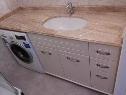 Mașină de spălat pentru o chiuvetă în baie și mașină de spălat, un set îngust, spălare încorporată