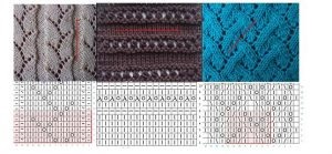 Kötés a nyitott minták kötőtűvel a diagramok a leírással