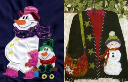 Aplicarea omului de zăpadă din hârtie, țesături, vată de bumbac și piese tricotate