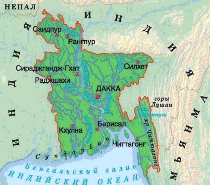 Bangladesh pe harta lumii si Asia orasul dacca - capitala din care tara (sezonul 2017)