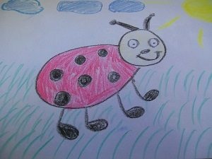 Ladybug - aplicare de hârtie și trage în etape, familie și mama