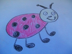 Ladybug - aplicare de hârtie și trage în etape, familia și mama