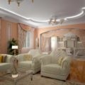 Bucătărie-cameră de zi design într-o casă privată caută o modalitate de originalitate