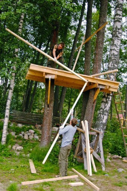 Casa pe copac cu mâinile tale - instrucțiunea pentru construcție! Afacerea ușoară