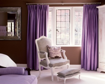 Purple perdele în interior - 50 de fotografii de opțiuni de design