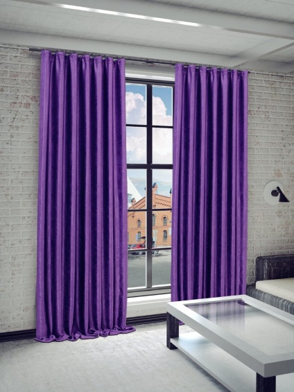 Purple perdele în interior - 50 de fotografii de opțiuni de design