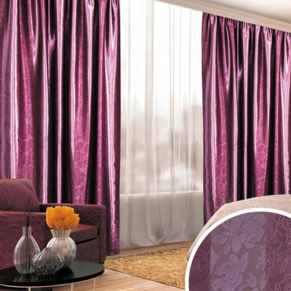 Purple perdele în interior - 50 de fotografii de opțiuni de design