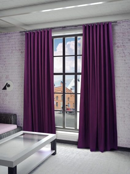 Purple perdele în interior - 50 de fotografii de opțiuni de design