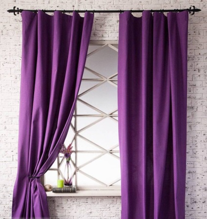 Purple perdele în interior - 50 de fotografii de opțiuni de design