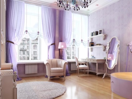 Purple perdele în interior - 50 de fotografii de opțiuni de design