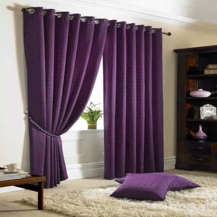 Purple perdele în interior - 50 de fotografii de opțiuni de design