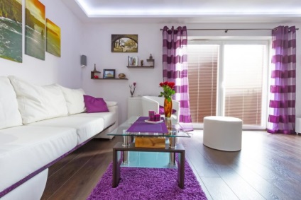 Purple perdele în interior - 50 de fotografii de opțiuni de design