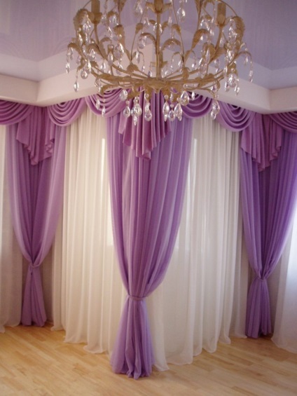 Purple perdele în interior - 50 de fotografii de opțiuni de design