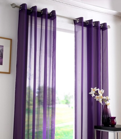 Purple perdele în interior - 50 de fotografii de opțiuni de design