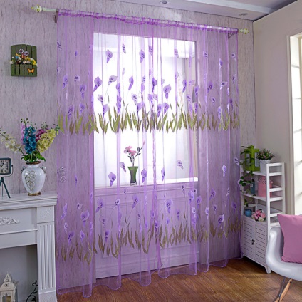 Purple perdele în interior - 50 de fotografii de opțiuni de design