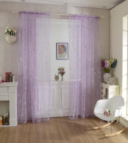 Purple perdele în interior - 50 de fotografii de opțiuni de design