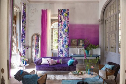Purple perdele în interior - 50 de fotografii de opțiuni de design