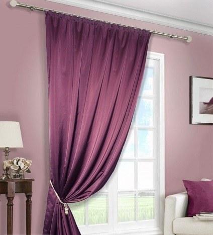 Purple perdele în interior - 50 de fotografii de opțiuni de design