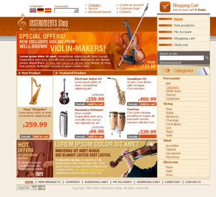 Șabloane frumoase pentru osCommerce (design magazin online), descărcare gratuită