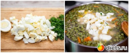 Supă de pui cu mazare verde și ouă