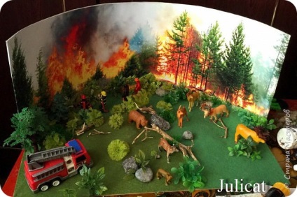 Un lucru ciudat - o dioramă la școală - să aibă grijă de pădure din foc! În ziua apărării civile, țara maeștrilor