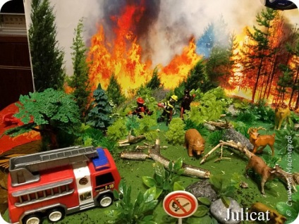 Un lucru ciudat - o dioramă la școală - să aibă grijă de pădure din foc! În ziua apărării civile, țara maeștrilor