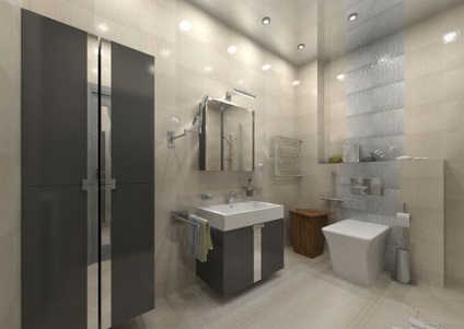 Designul interior al camerei de baie albă pe fotografie