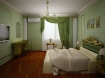 Albastru, roșu, liliac și perdele verzi în dormitor, exemple de fotografii și sfaturi despre cum să alegeți o culoare