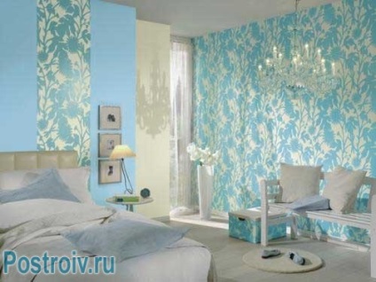 Tapet albastru pentru pereți dormitor, living non-țesute și alte acoperiri, video și fotografii