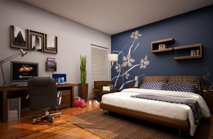 Fotografie albastră de fundal pentru pereți, în interior, culoare închisă, fundal alb, cameră cu aur, negru cu flori