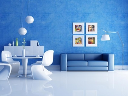 Kék háttérképek a belső térben, fotó