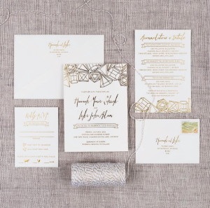 Design modern de invitatii de nunta - aurit potalju