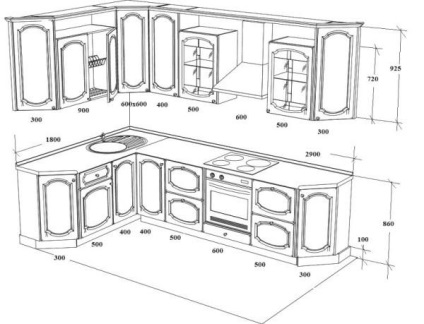 Dulapul de bucatarie din colt a folosit materiale si dimensiuni ale mobilierului