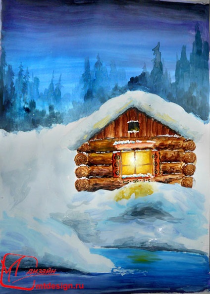 Lecții de pictura - o casă într-o noapte de iarnă