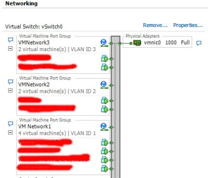 Rețea virtuală pe serverul vmware esx
