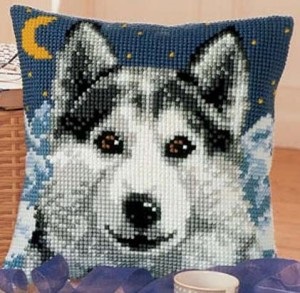 Embroider Husky siberian cu o cruce