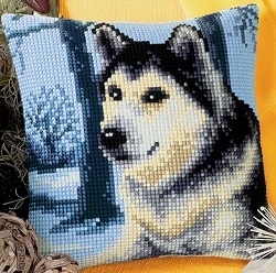 Embroider Husky siberian cu o cruce