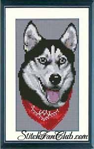 Embroider Husky siberian cu o cruce