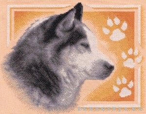 Embroider Husky siberian cu o cruce