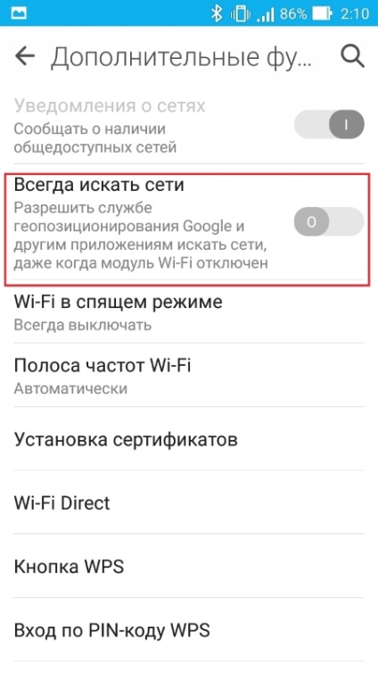 Wi-fi descarcă bateria Android smartphone