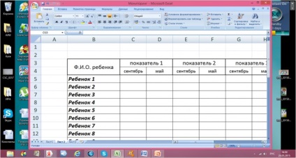 Algoritm pentru crearea unei tabele Excel pentru a simplifica numărarea datelor de monitorizare