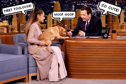 Ariana Grande a adus animalul ei la emisiunea Jimmy Fall, ellegirl