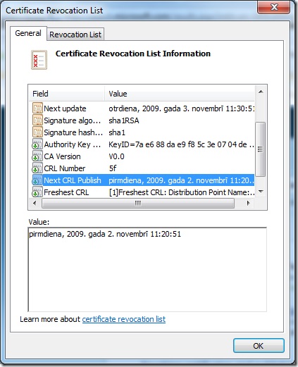 Punctele de distribuție Crl și accesul la informațiile de autoritate - extensii pki