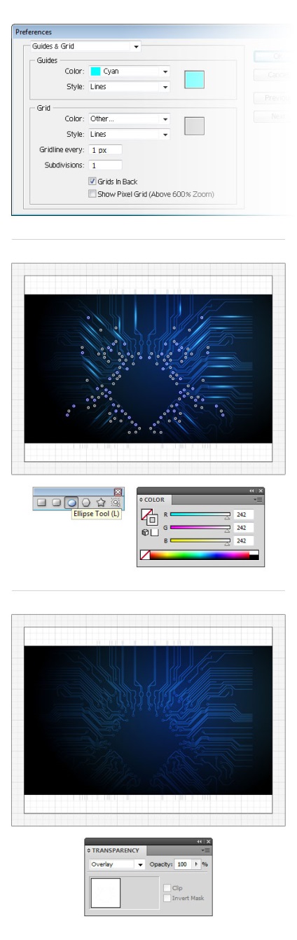 Elektronikus áramkör az Adobe illusztrátorban