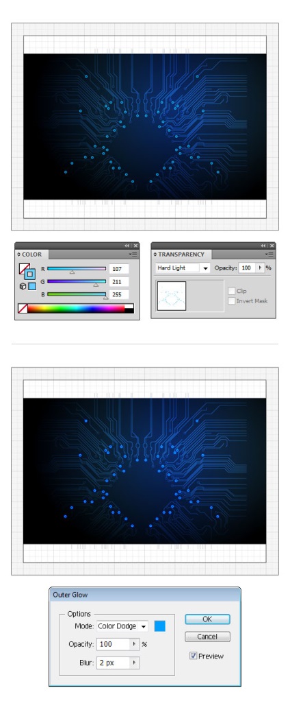 Elektronikus áramkör az Adobe illusztrátorban