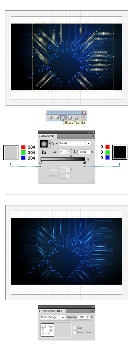 Elektronikus áramkör az Adobe illusztrátorban