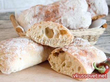 Pâine italiană - ciabatta, rețetă pas cu pas cu fotografie
