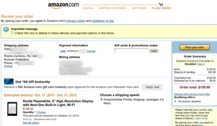 Hogyan vásárolhatok egy amazon Kindle-t amazonon (USA) és szállítsd közvetlenül Oroszországba