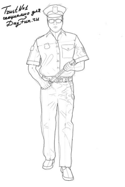 Hogyan rajzoljunk egy forgalmi zsaru egy ceruza lépésről lépésre - hogyan kell felhívni a rendőrségi ceruza lépésről lépésre