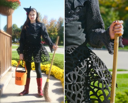 Vrăjitoarea costum pentru Halloween cu propriile idei de mâini